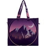 Mountain Night Crescent Moon Canvas Travel Bag