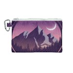 Mountain Night Crescent Moon Canvas Cosmetic Bag (Medium)