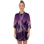 Mountain Night Crescent Moon Half Sleeve Chiffon Kimono