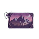 Mountain Night Crescent Moon Canvas Cosmetic Bag (Small)