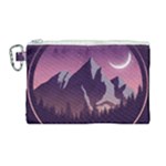 Mountain Night Crescent Moon Canvas Cosmetic Bag (Large)