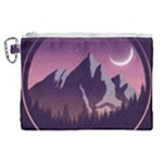 Mountain Night Crescent Moon Canvas Cosmetic Bag (XL)