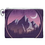 Mountain Night Crescent Moon Canvas Cosmetic Bag (XXL)