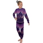 Mountain Night Crescent Moon Kids  Long Sleeve Set 