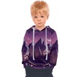 Mountain Night Crescent Moon Kids  Overhead Hoodie