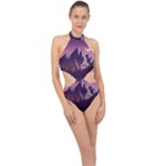 Mountain Night Crescent Moon Halter Side Cut Swimsuit