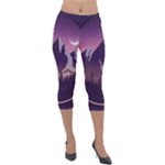 Mountain Night Crescent Moon Lightweight Velour Capri Leggings 