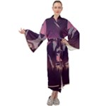 Mountain Night Crescent Moon Maxi Velvet Kimono