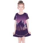 Mountain Night Crescent Moon Kids  Simple Cotton Dress