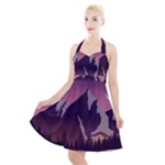 Mountain Night Crescent Moon Halter Party Swing Dress 