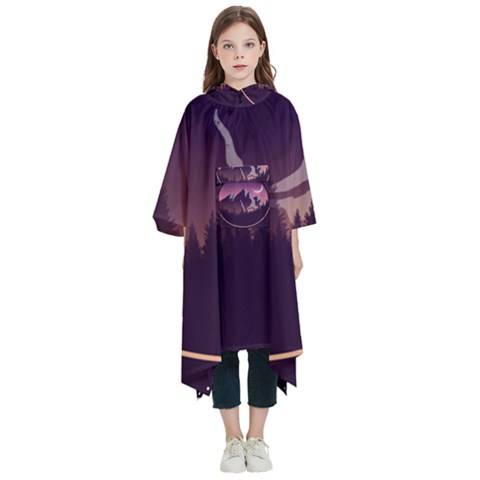 Mountain Night Crescent Moon Kids  Hooded Rain Ponchos from ArtsNow.com