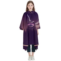 Mountain Night Crescent Moon Kids  Hooded Rain Ponchos from ArtsNow.com