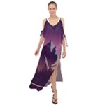 Mountain Night Crescent Moon Maxi Chiffon Cover Up Dress