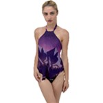 Mountain Night Crescent Moon Go with the Flow One Piece Swimsuit