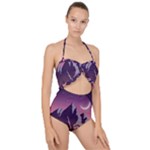 Mountain Night Crescent Moon Scallop Top Cut Out Swimsuit