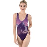 Mountain Night Crescent Moon High Leg Strappy Swimsuit