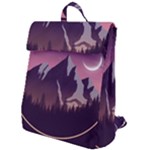 Mountain Night Crescent Moon Flap Top Backpack