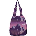 Mountain Night Crescent Moon Center Zip Backpack