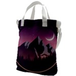 Mountain Night Crescent Moon Canvas Messenger Bag