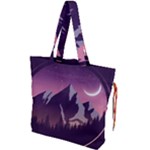 Mountain Night Crescent Moon Drawstring Tote Bag