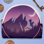 Mountain Night Crescent Moon Horseshoe Style Canvas Pouch