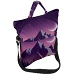 Mountain Night Crescent Moon Fold Over Handle Tote Bag