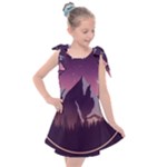 Mountain Night Crescent Moon Kids  Tie Up Tunic Dress