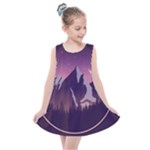 Mountain Night Crescent Moon Kids  Summer Dress