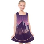 Mountain Night Crescent Moon Kids  Cross Back Dress