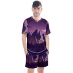 Mountain Night Crescent Moon Men s Mesh T-Shirt and Shorts Set