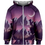 Mountain Night Crescent Moon Kids  Zipper Hoodie Without Drawstring