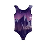 Mountain Night Crescent Moon Kids  Frill Swimsuit