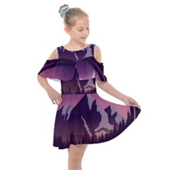 Kids  Shoulder Cutout Chiffon Dress 