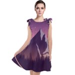 Mountain Night Crescent Moon Tie Up Tunic Dress