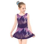 Mountain Night Crescent Moon Kids  Skater Dress Swimsuit