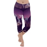 Mountain Night Crescent Moon Lightweight Velour Capri Yoga Leggings