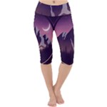 Mountain Night Crescent Moon Lightweight Velour Cropped Yoga Leggings