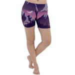 Mountain Night Crescent Moon Lightweight Velour Yoga Shorts