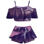 Mountain Night Crescent Moon Kids  Off Shoulder Skirt Bikini