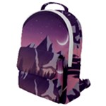 Mountain Night Crescent Moon Flap Pocket Backpack (Small)