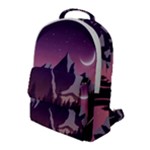 Mountain Night Crescent Moon Flap Pocket Backpack (Large)