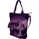 Mountain Night Crescent Moon Shoulder Tote Bag