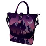 Mountain Night Crescent Moon Buckle Top Tote Bag