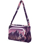 Mountain Night Crescent Moon Front Pocket Crossbody Bag