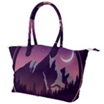 Mountain Night Crescent Moon Canvas Shoulder Bag