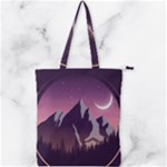 Mountain Night Crescent Moon Double Zip Up Tote Bag