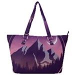 Mountain Night Crescent Moon Full Print Shoulder Bag