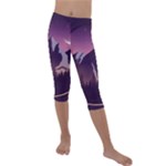 Mountain Night Crescent Moon Kids  Lightweight Velour Capri Leggings 