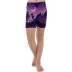 Mountain Night Crescent Moon Kids  Lightweight Velour Capri Yoga Leggings