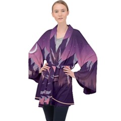 Long Sleeve Velvet Kimono  